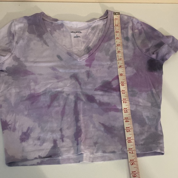 Wild Fable tie dye cropped v neck t shirt white purple faded look size‎ L - Picture 5 of 5